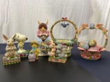 Easter JIM SHORE Colorful Resin Figures, Snoopy, Easter Bunnies, Easter Baskets, Bunny Bouquet