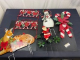 Sheet Metal Christmas Yard Decorations, Candy Canes, Deer, Snowman, Santa
