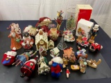 Assorted Christmas Decor, Ornaments, Candles, Music Boxes