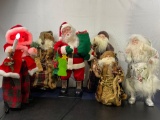 5 Assorted Santa Claus Figures and one Motion Mrs Claus