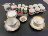 Assorted Tea Set Items, 14 Items from Hungary, 4 from USSR, 6 Italian Shot glasses, 4 S & P shakers.
