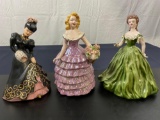 3 Gorgeous Ceramic Figures of Women in Ballroom Gowns, one by FLORENCE CERAMICS CO
