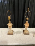 Set of two marble desk lamps with no wiring.