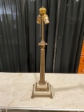 Table lamp with metal and marble base no shade.