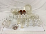 Large lot of different crystal items, glass beer mug's, platers and Pyrex bowls.