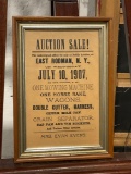 Small Framed Newspaper Ad Auction 1907