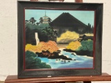 Vintage Framed Japanese Print on Silk