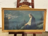 Vintage Framed print of the piece Jesus Christ on the Mount of Olives by Josef August Untersberger