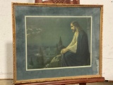 Vintage Framed print of the piece Jesus Christ on the Mount of Olives by Josef August Untersberger