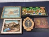 3 3D Art pieces, and two religious wall hangings.
