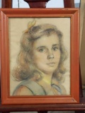 Vintage Original Pastel Portrait of Young Person