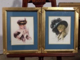 Pair of Framed Harrison Fisher Prints from 1909