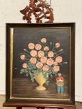 Framed Acrylic on Board of a vase of flowers by Local Artist Anna Woodworth