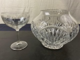 Etched Crystal Glass and ROVELI Hand Cut Crystal Bowl 6
