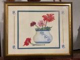 Signed Lithograph of a Flowers in Pot