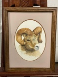 Vintage Original watercolor of Bighorn Sheep by artist Jack Thomson