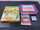 Vintage Boardgames, Nerf Ping Pong, 30 Second Mysteries game, Hair-do Harriet, and Finger Twister
