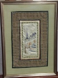 Beautifully Embroidered Framed Asian Fabric Art