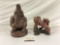 Pair of Vintage Wooden Carved Statues, Man and Foo Dog and ROSEWOOD Lion