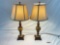 Pair of Vintage Porcelain/Metal/Stone Table Lamps, Tested and Working