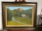 Vintage Framed Original Oil (acrylic?) on Canvas of Countryside with Cabin, Signed by artist