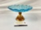 Vintage possible antique amber glass/blue glass sweet tray, 4.5in tall