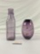 Pair of purple glassware pieces, 1x vase and 1x counter display jar