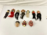 Small Collection of Ornate Mini Japanese Kabuki Masks, 10ct
