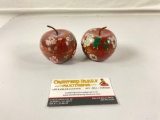 Pair of 3in Chinese CLOISONNE Fruit Design Boxes,