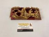 Antique Chinese Temple Carving with Gold Gilding Accents,