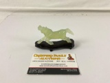 Vintage Carved Chinese Jade Horse with Wooden Stand,