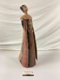 Beautiful 21in tall ceramic Egyptian style figure signed JOAN