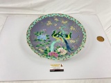 Vintage 18in Japanese Nippon Porcelain Peacock Decorative Plate,