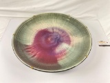 Huge 22.5 inch diameter Hangable decorative ceramic plate with a string and metal frame,