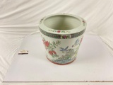 Vintage Chinese Ornate Planter Pot with floral and bird designs