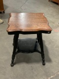 Vintage Side Table with Beveled Tiger Oak Surface