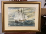 Vintage Watercolor of Lumber on ship out of Port Townsend, WA