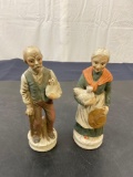 2 Bisque Porcelain figures of a old man and woman