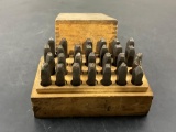 Vintage/Antique Steel Alphabet Punch 27 piece set, missing the C. In original box