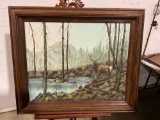 Vintage Framed Original Oil on Canvas of nature scene, signed by artist