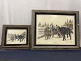 Framed Duo of pieces titled Leader of the Pack, by Bernie Brown. Pieces made by MONTANA MARBLE CO.