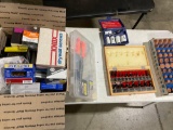 Lot of miscellaneous screws and nails with rivet tool and Mastergrip router heads.