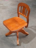 Sturdy Solid Wood Vintage Rolling Office Chair