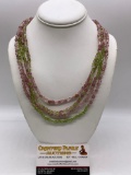 Multi-Strand polished stone necklace with 925 clasp.