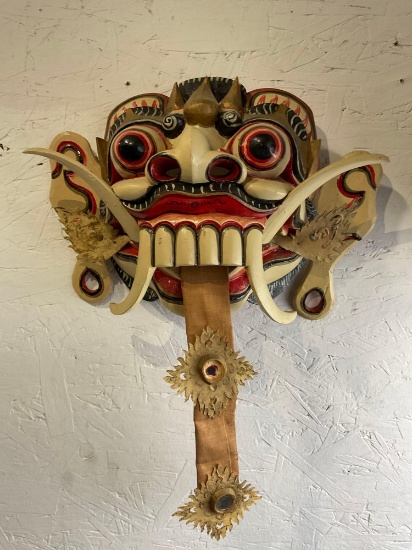 Antique Bali Rangda Demon Wooden Mask
