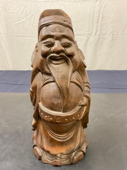 Vintage Hand Carved Bamboo Root Wood Chinese Figure carving of a Buddha-like person