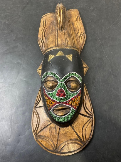 Beautiful Handcrafted African Mask with Brass and beaded inlays