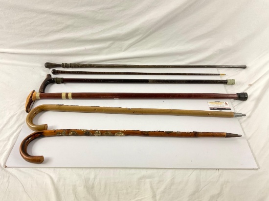 Collection of Vintage Walking Canes/Sticks, 6ct