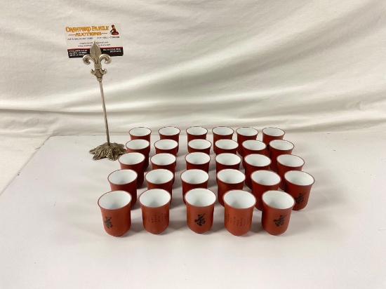 Large lot of red clay YIXING Saki cups, 29ct