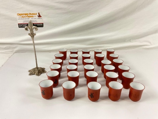 Collection of red clay YIXING Saki cups, 29ct